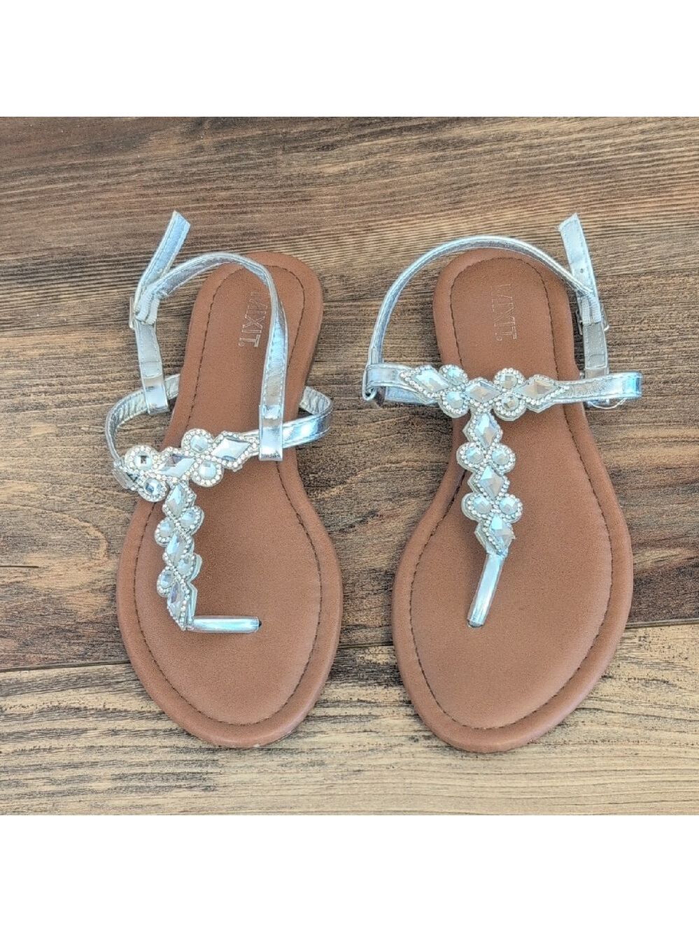 Mixit Silver Beaded Women's Sandals 7.5 190JH